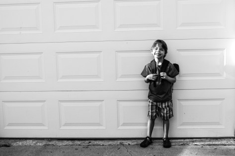 ready for his first day of kindergarten